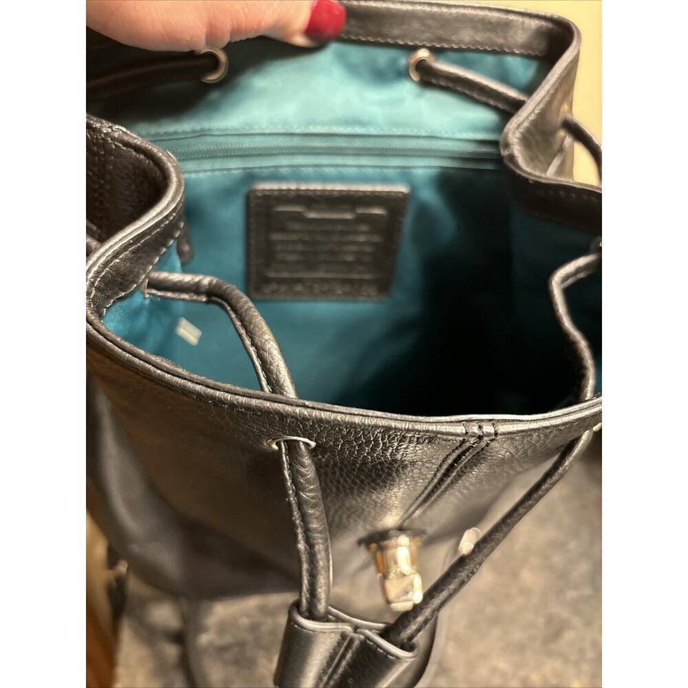Coach Purse Womens Black Pebbled Leather Park Backpack #24385 Adjustable Straps - Picture 3 of 10